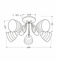 SIMPLI LAMPA WISZĄCA 5*40W E27  CHROM  Z KRYSZTAŁKIEM+KLOSZ Z PASKIEM