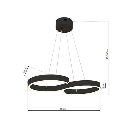 Milagro - Lampa wisząca INFINITY BLACK 60W LED