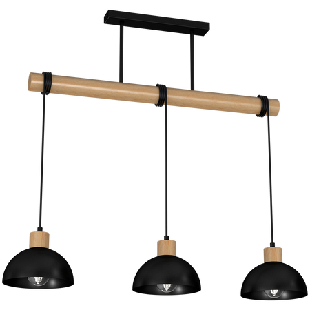 Milagro - Lampa wisząca ERIK Black/Wood 3xE27