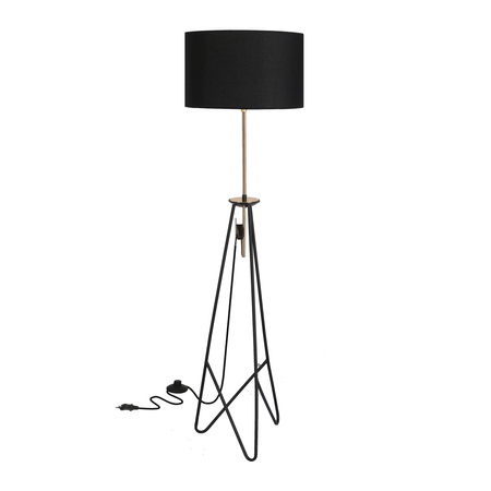 Candellux - Float Lampa Podłogowa Czarno Złota 1X60W E27 Abażur Czarny