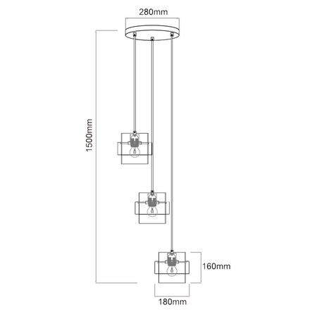 Lampa wisząca Miele dymna 3xE27
