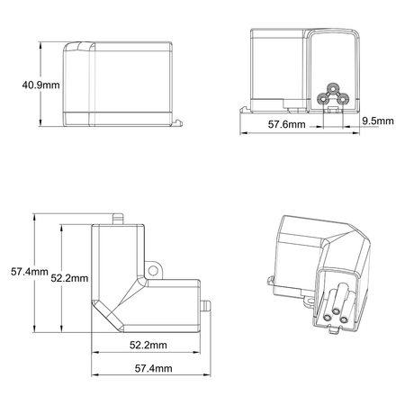 Łącznik L 90 mechaniczny do oświetlenia modułowego Geometric System New
