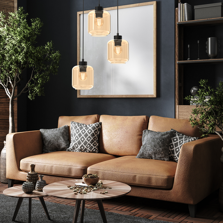Milagro - Lampa wisząca SOMBRA AMBER 3xE27