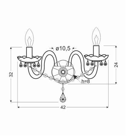 Candellux - Maria Teresa Lampa Kinkiet 2X40W E14 Złoty