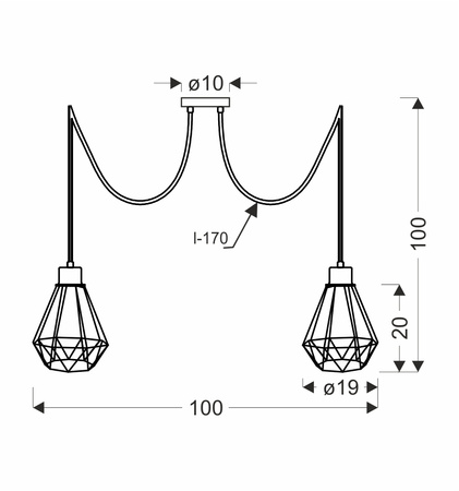 Candellux - Primo P Lampa Wisząca Czarny+Złoty 2X60W E27 Klosz Czarny