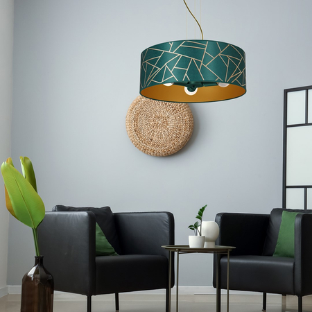 Milagro - Lampa wisząca ZIGGY WHITE Gold/Bottle green  3xE27
