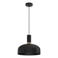 Milagro - Lampa wisząca MALMO BLACK/WOOD 1xE27