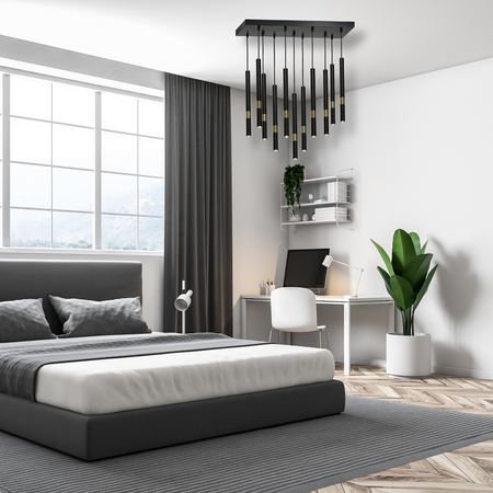 Milagro - Lampa wisząca MONZA BLACK/GOLD 11xG9 8W