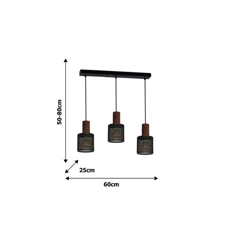 Milagro - Lampa Wisząca ARES BLACK 3xE27