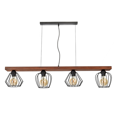 Milagro - Lampa wisząca OZZY BLACK / WOOD 4xE27 60W
