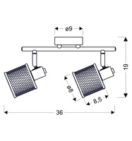 Candellux - Lampa Sufitowa Canabera Kawowe Złoto 2X40W E14 Klosz Bursztynowy