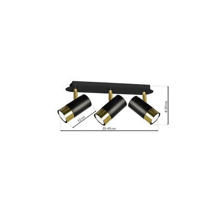 Milagro - Lampa sufitowa DANI BLACK/GOLD 3xGU10
