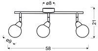 BOLO LAMPA SUFITOWA LISTWA 3X6W LED SMD GŁÓWKA OKRĄGŁA 1E Z PRZEGUBEM KLOSZ WYMIENNY KD SYSTEM CHROM/BEZBARWNY