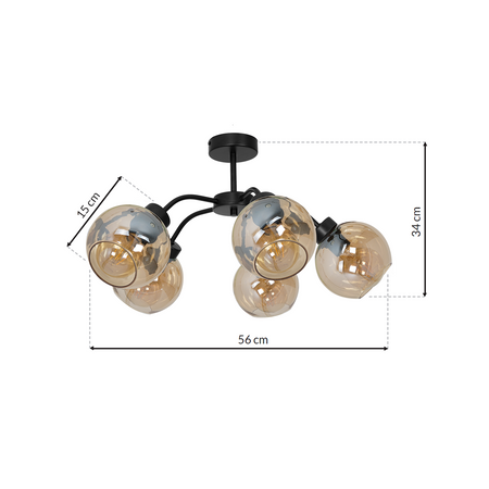 Milagro - Lampa sufitowa SOFIA AMBER 5xE27