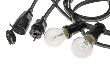 Eko-Light - GIRLANDA PROFESJONALNA IP44 CZARNA 10M + GNIAZDO
