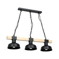Milagro - Lampa wisząca FARO BLACK/NATURAL WOOD 3xE27 60W