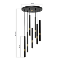 Milagro - Lampa wisząca MONZA BLACK/GOLD 7xG9 8W