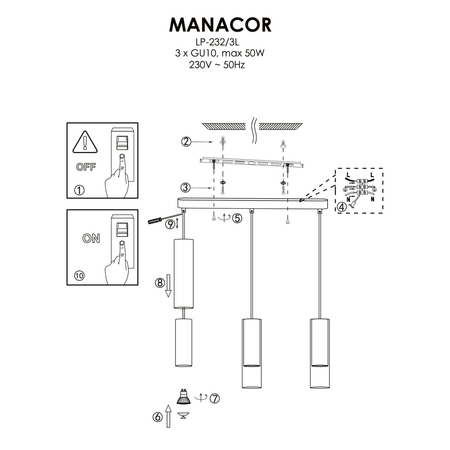 Lampa wisząca Manacor złota 3xGU10