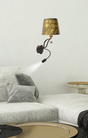 SARIA LAMPA KINKIET 1X6W E14 LED+8W LED CZARNO ZŁOTY APETI