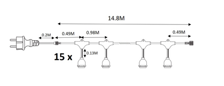 Eko-Light - GIRLANDA 15 METRÓW BIAŁA (bez żarówek)