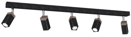 Milagro - Lampa sufitowa SOLO SAWN BLACK / PATINATED WOOD 5x mini GU10