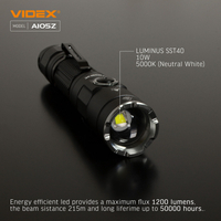 Latarka kompaktowa LED ZOOM 10W 650lm IP44 VLF-A105Z