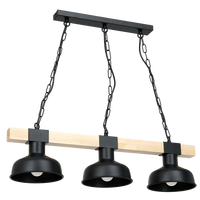 Milagro - Lampa wisząca FARO BLACK/NATURAL WOOD 3xE27 60W