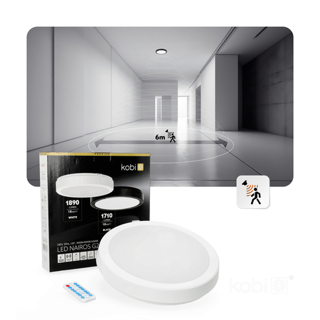 Plafon z czujnikiem ruchu LED NAIROS G2 18W 3CCT LX IP65 biały Kobi Premium