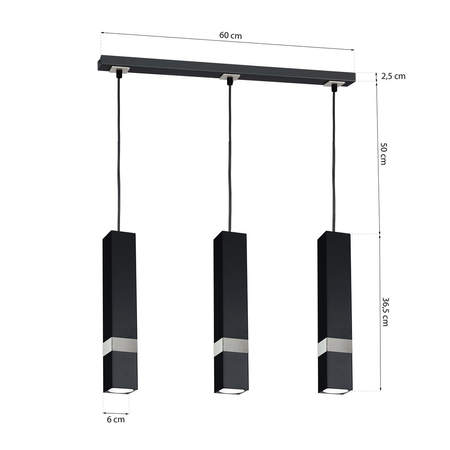 Milagro - Lampa wisząca VIDAR BLACK/CHROME 3xGU10