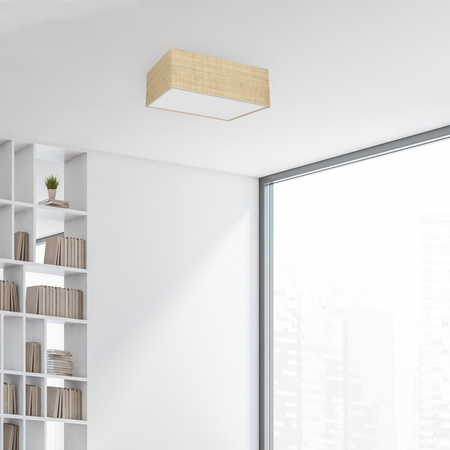 Milagro - Lampa sufitowa MARSHALL WHITE / RATTAN 2xE27