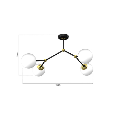 Milagro - Lampa sufitowa JOY BLACK / GOLD 4xE14