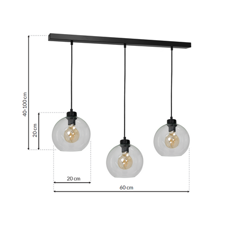 Milagro - Lampa wisząca SOFIA CLEAR 3xE27