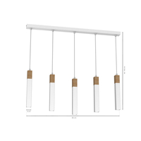 Milagro - Lampa wisząca SOLO SAWN WHITE / PATINATED WOOD 5x mini GU10