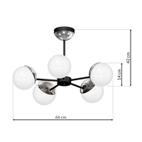 Milagro - Żyrandol SFERA BLACK/CHROME 5xE14