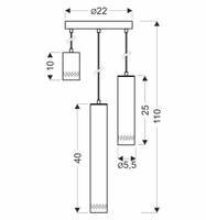 Tubo lampa wisząca czarny talerz 3x25w gu10 klosz mix drewniany