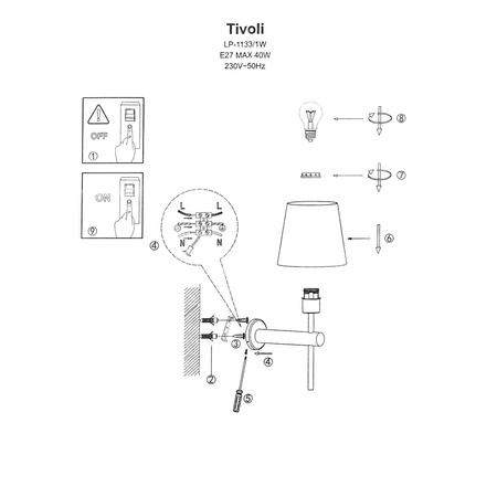 Tivoli kinkiet biały LP-1133/1W WH