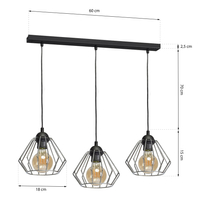Milagro - Lampa wisząca NORMAN BLACK 3xE27