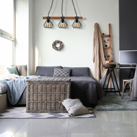 Milagro - Lampa wisząca ULF BLACK/WOOD 3xE27