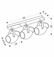 Anica lampa sufitowa listwa czarny 3x40w e14 odbłyśnik złoty