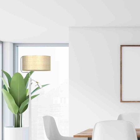 Lampa podłogowa Marshall 1xE27 + 1x mini GU10 Biały / Rattan