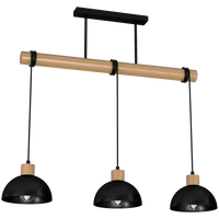 Milagro - Lampa wisząca ERIK Black/Wood 3xE27
