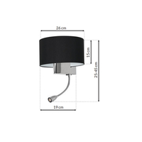 Milagro - Kinkiet CASINO BLACK/CHROME 1xE27 + 1W LED