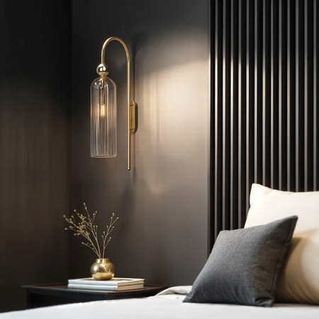 Lampa Dekoracyjna Ścienna Kinkiet Szklana AM204 1xE14 Złota REGINA