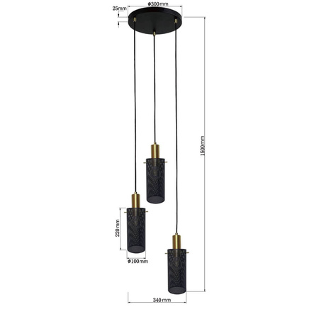 Lampa wisząca Tirana 3xE27 czarna LP-945/3P BK