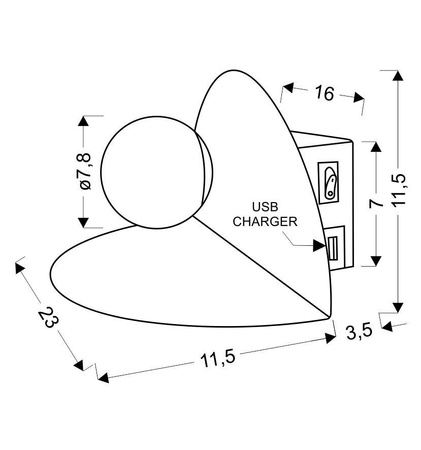 Candellux - Zenit Lampa Kinkiet 4W 4000K + Ładowarka Usb Biały