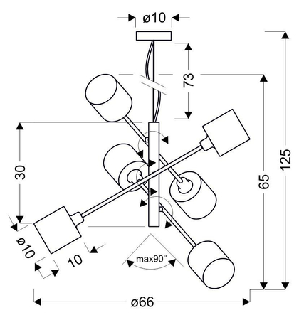 SAX LAMPA WISZĄCA LINKA 6X40W E14 SATYNA